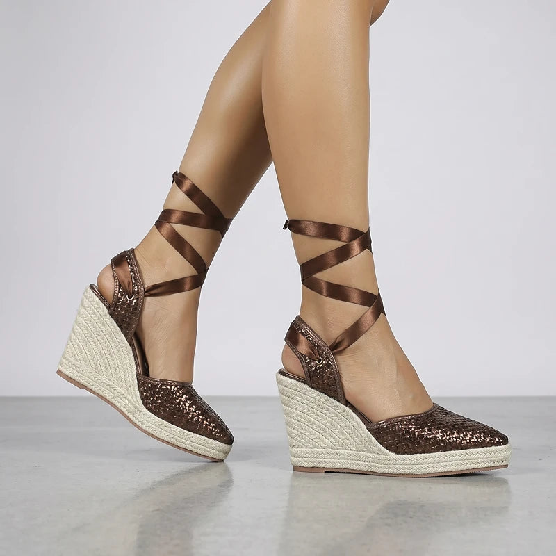 Amandine Lace-Up Wedges