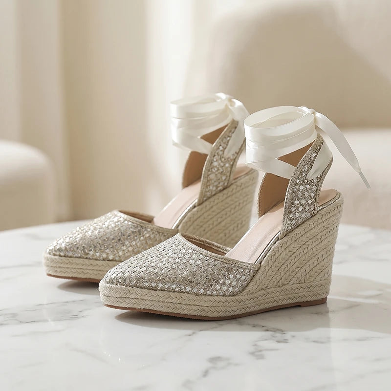 Amandine Lace-Up Wedges
