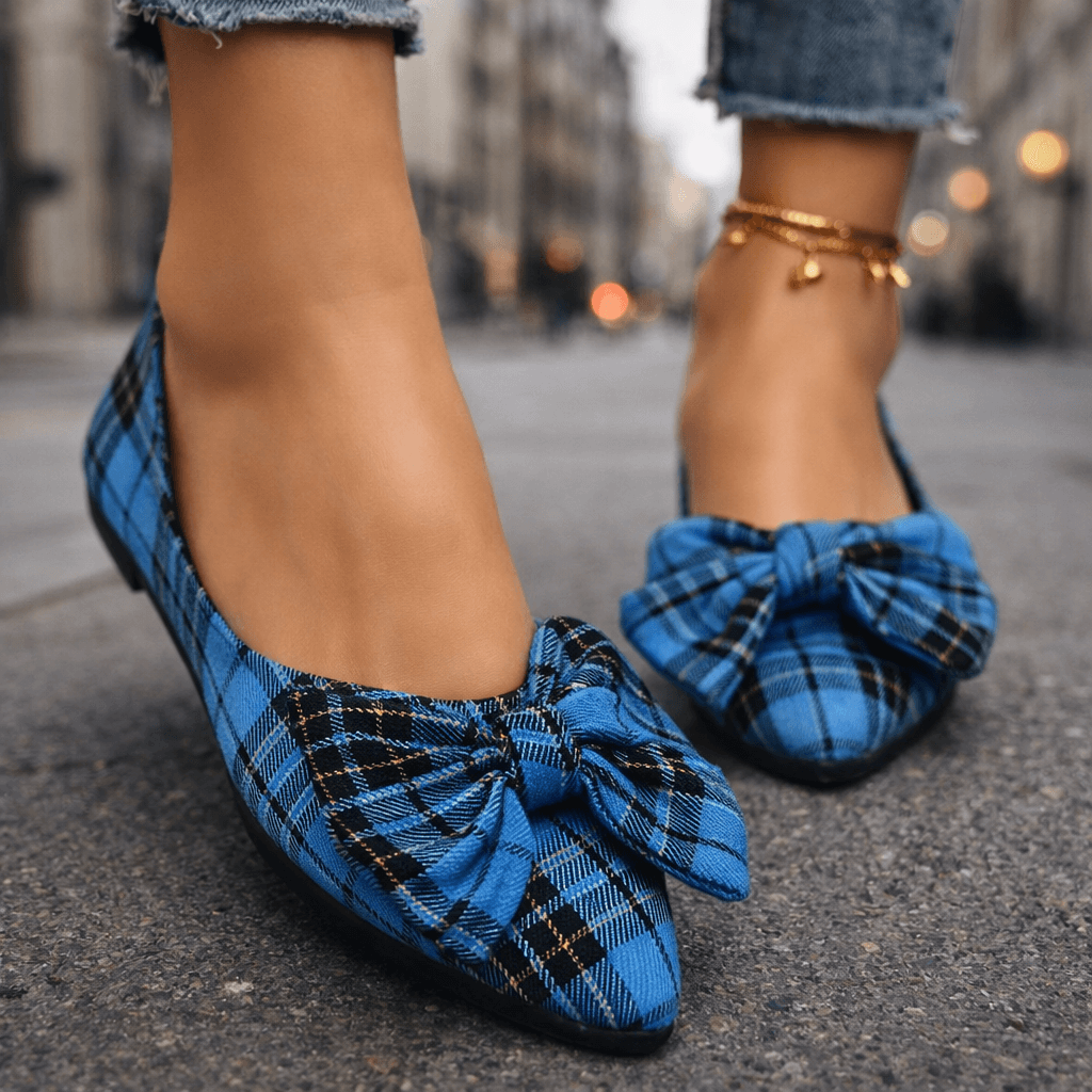 Elodie Bow Check Flats