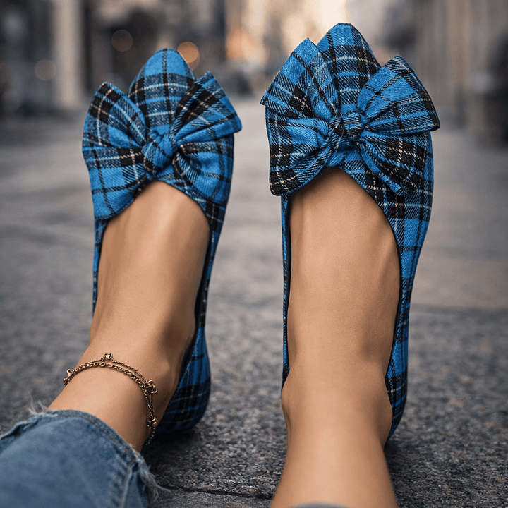 Elodie Bow Check Flats
