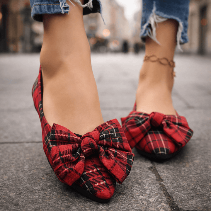 Elodie Bow Check Flats